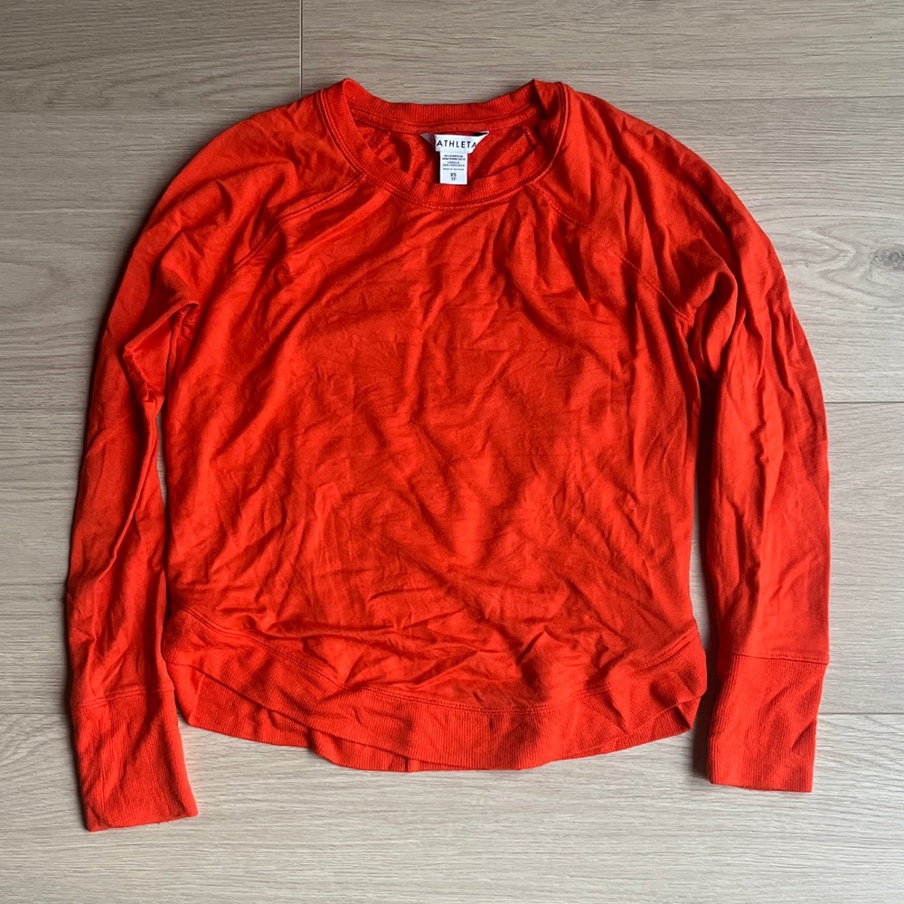 Athleta Crew Neck Top, Orange, size XS